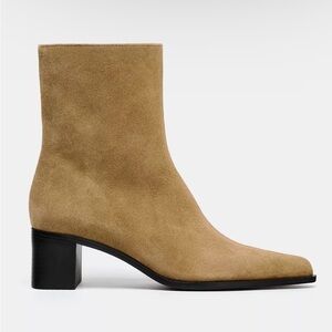 Zara Tan Suede Ankle Boots